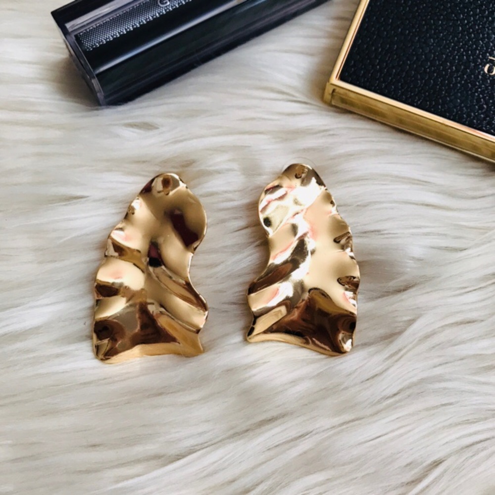 3/$20 Geometric Gold Metal Statement Earrings - Picture 4 of 5